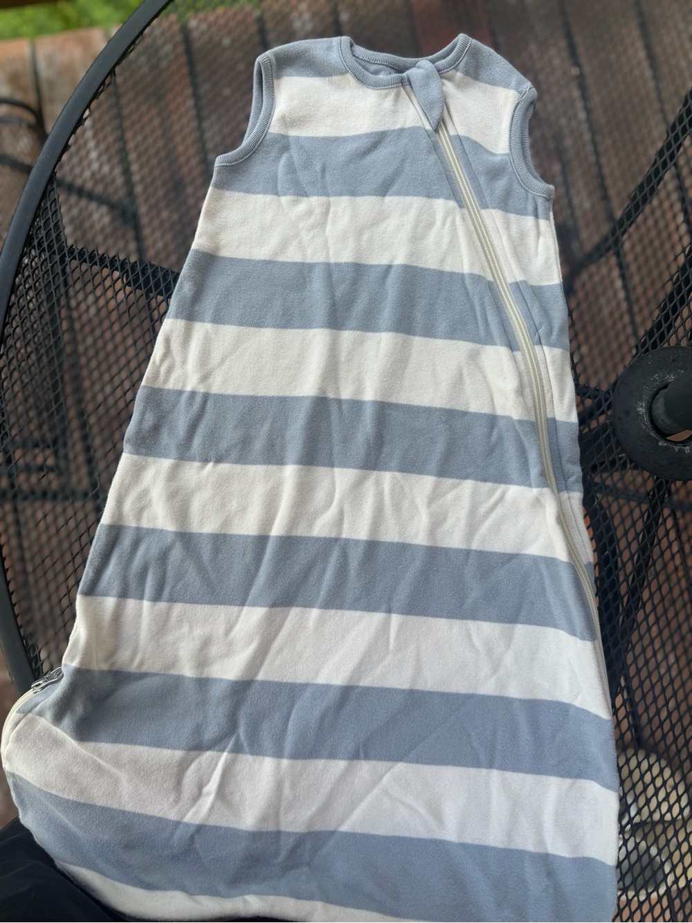 Burt's Bees Baby Blue and White Horizontal Stripe Sleeveless Sleep Sack